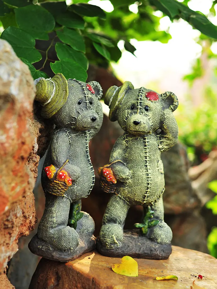 

Pastoral Simulation Animal Bear Baby Resin Ornaments Home Kindergarten Furnishing Decoration Outdoor Courtyard Figurines Crafts