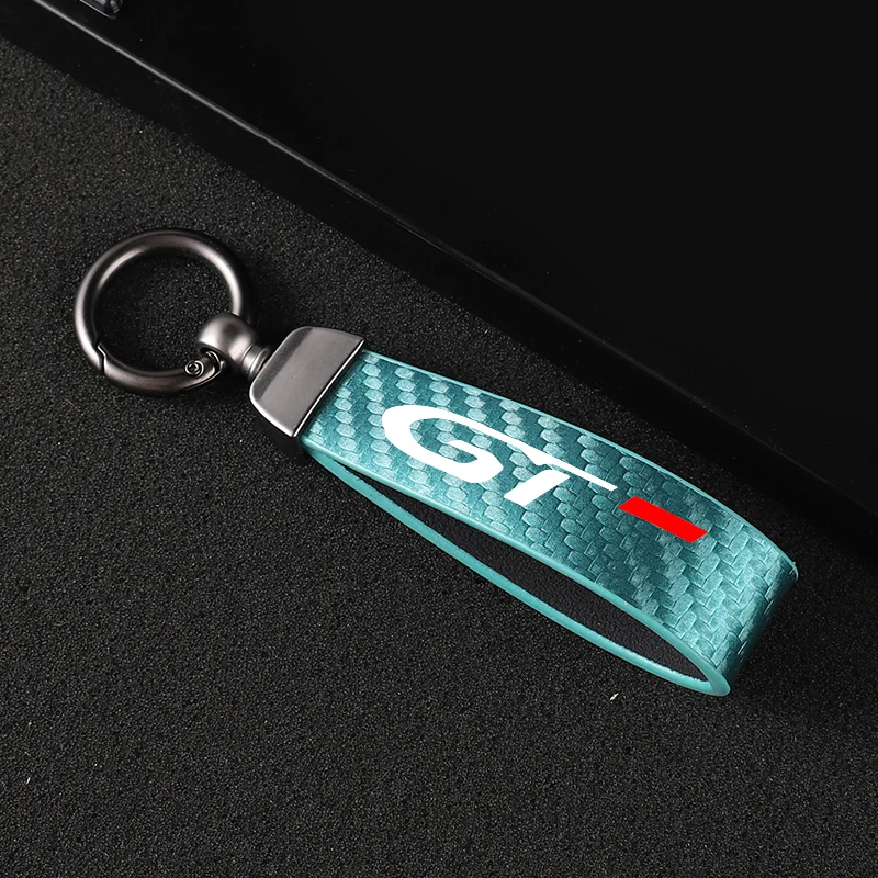 New fashion car carbon fiber leather rope Keychain key ring For Peugeot 3008 GT 308 4008 5008 508 Accessories