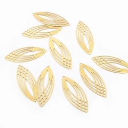40pcs Charms Hollow Open Craft Oval Seed Patten Pendant Raw Brass Diy Bohemia Earring Women Jewelry Making Findings