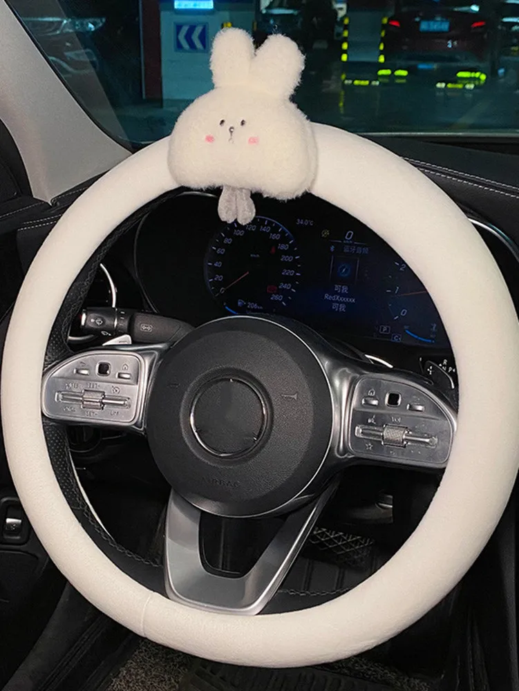 

New Winter Female Plush Warm Winter Handlebar Cover Four Seasons Universal Non-slip Car Steering Wheel Cover