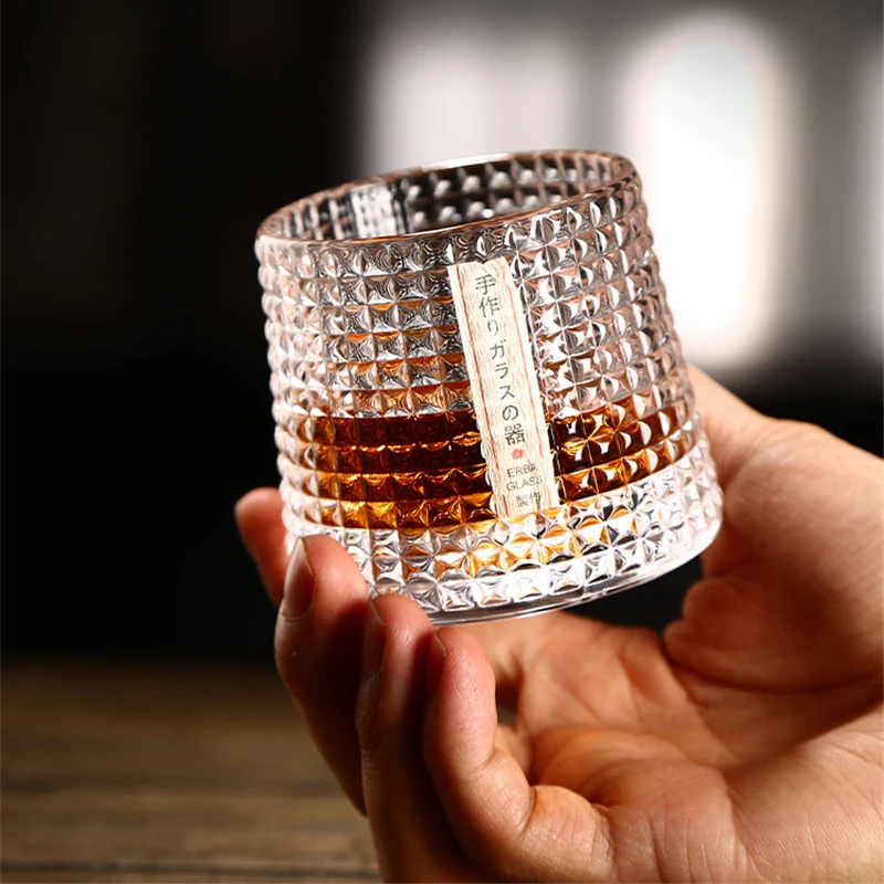 Japanese Whisky Glass Creative Rotating Crystal Glasses Spirits Beer Tumbler Foreign Glass Ins Nordic Fine Simplicity Wineware