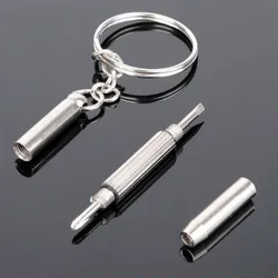 3 In 1 Keychain Multi-function Portable Screwdriver Accessories Repair Glasses Watch Jewelry Tool Flat Head Phillips Nut Driver
