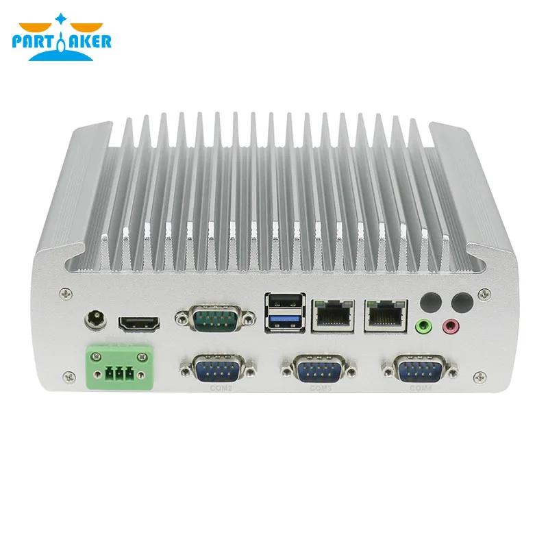 Partaker Fanless Industrial Mini PC Intel Celeron J1900 Quad Core Dual Lan Linux Micro Computer Support RS232 RS485 COM HD-MI