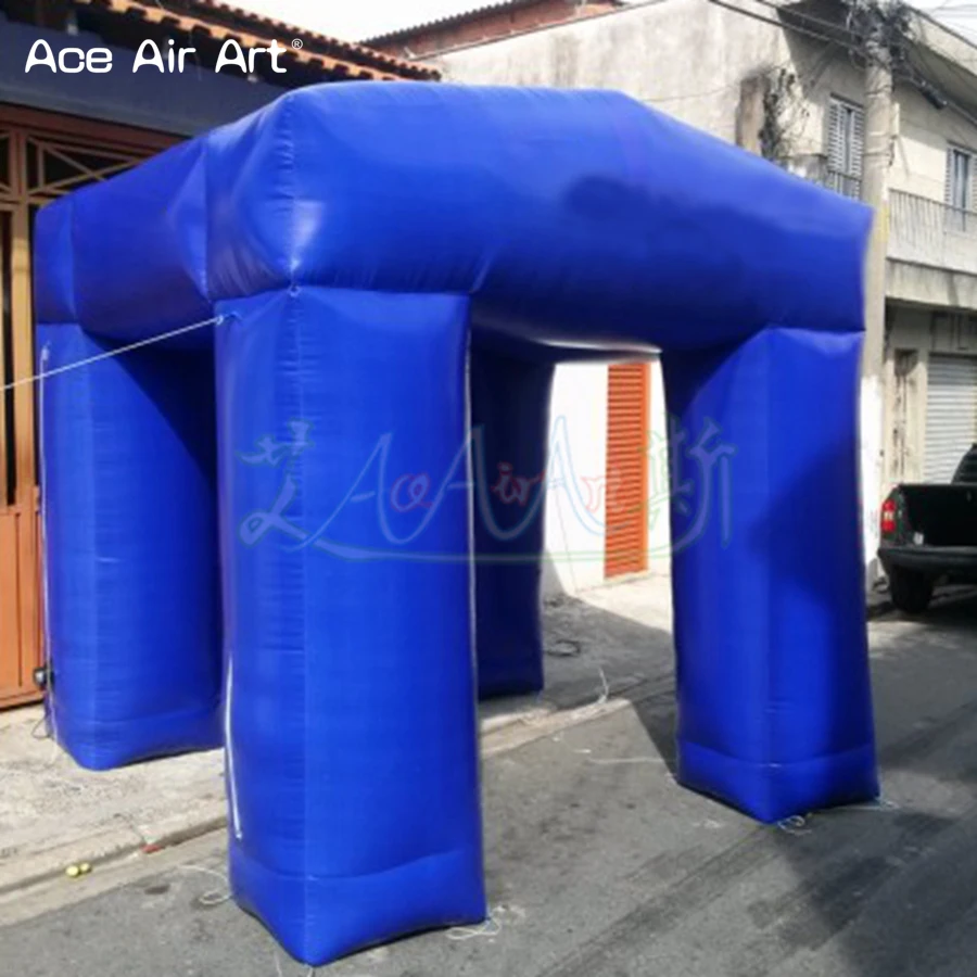 Nieuw aangekomen blauwe kleur opblaasbare vierkante tent met 4 poten voor feestdecoratie