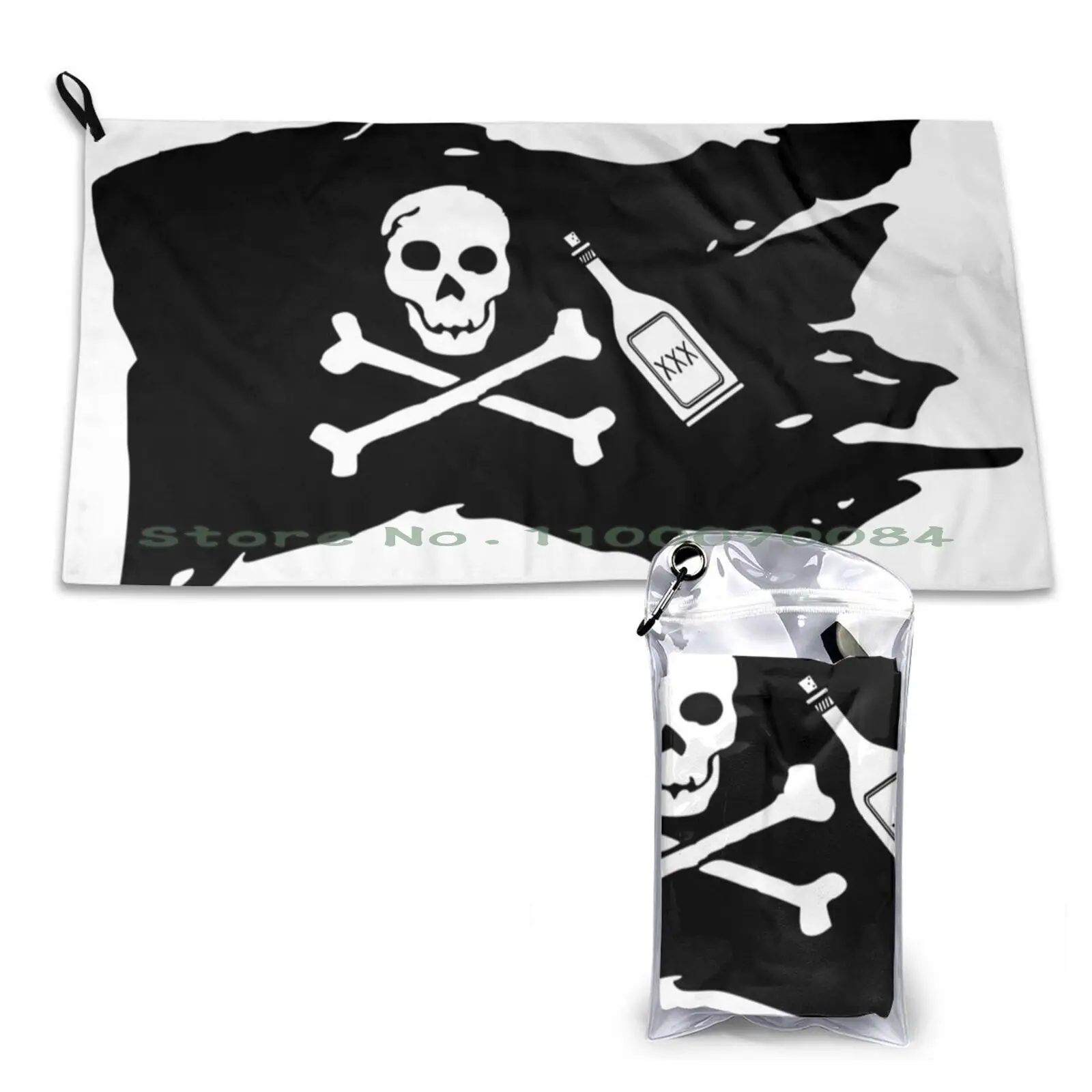 A Flag Of A Drunk Pirate Quick Dry Towel Gym Sports Bath Portable Asatru Black Metal Drinking Local Runes Nordic Scandinavian