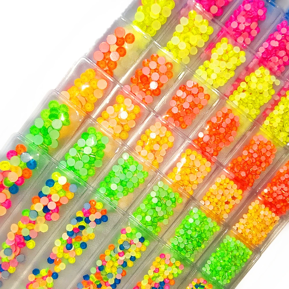 ss6-ss20 Mixed Size Luminous Neon Non Hotfix Rhinestone Flatback Fluorescent Rhinestones Crystal Glue On Flash 3D Nails Art