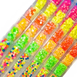 ss6-ss20 Formato misto Neon luminoso Non Hotfix Strass Flatback Strass fluorescenti Colla di cristallo su Flash 3D Unghie artistiche