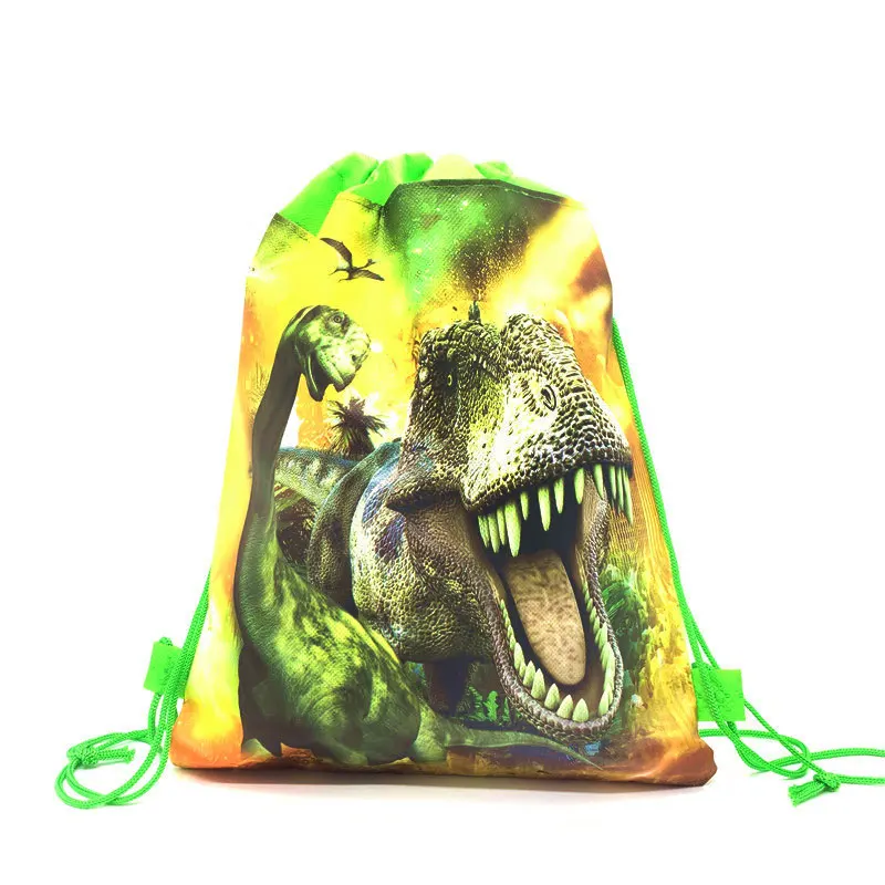 Cartone animato dinosauro borse da festa per bambini compleanno zaino con coulisse tessuto Non tessuto borsa da scuola per bambini borsa da