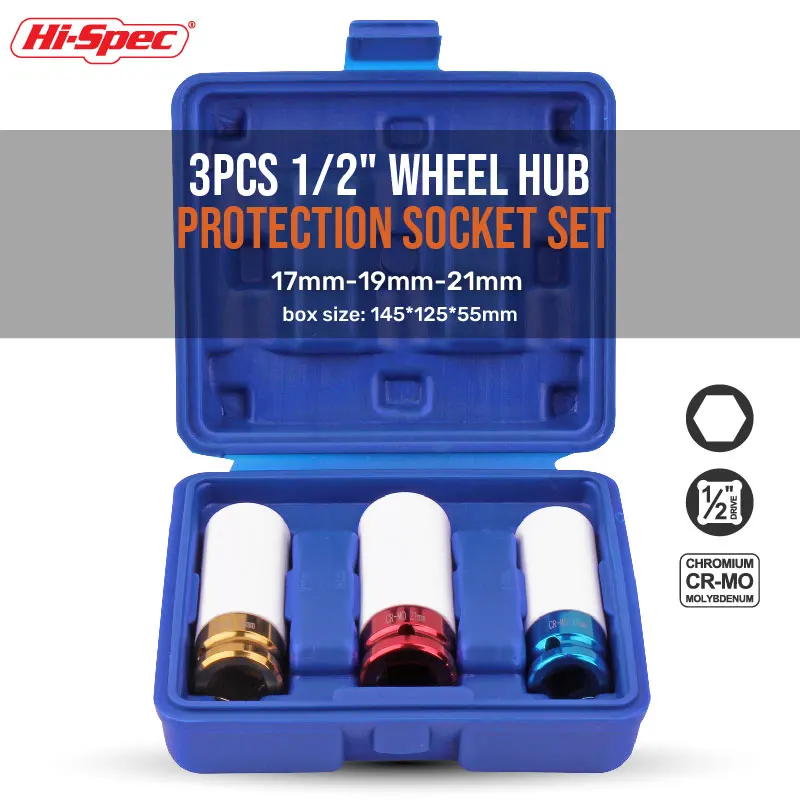 Hi-Spec Colorful Tire Protection Sleeve Wheel Wall Deep Impact Nut Sockets Auto Repair Hardware Tool Deep Impact Nut Sockets