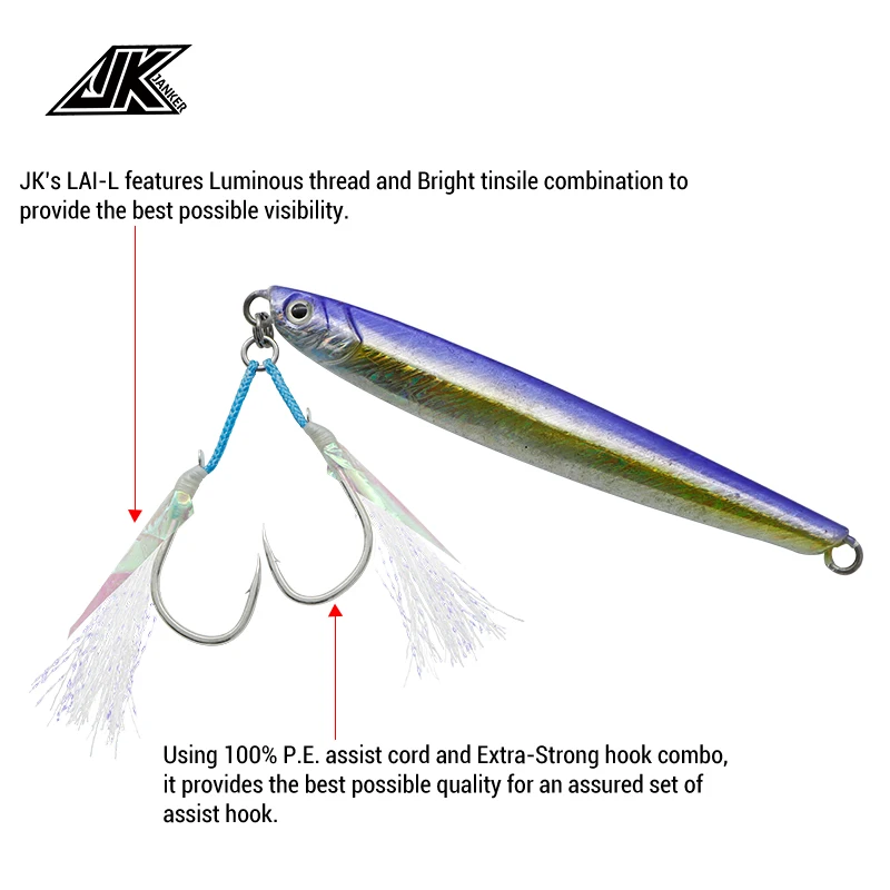 Assist Hook Slow Jigging Hooks Sea Fishing Hooks Luminous Glow Double Hooks 1/0 2/0 3/0 4/0 High Carbon Steel Hooks