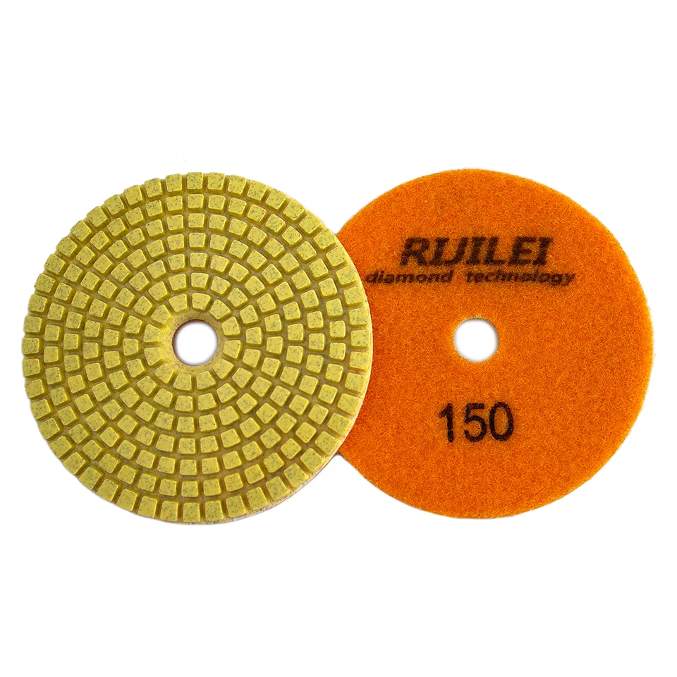 Imagem -03 - Rijilei-kit de Polimento de Diamante Almofadas Secas e Molhadas para Piso de Mármore e Concreto Granito Discos de Moagem 100 mm Pol 16 Pcs