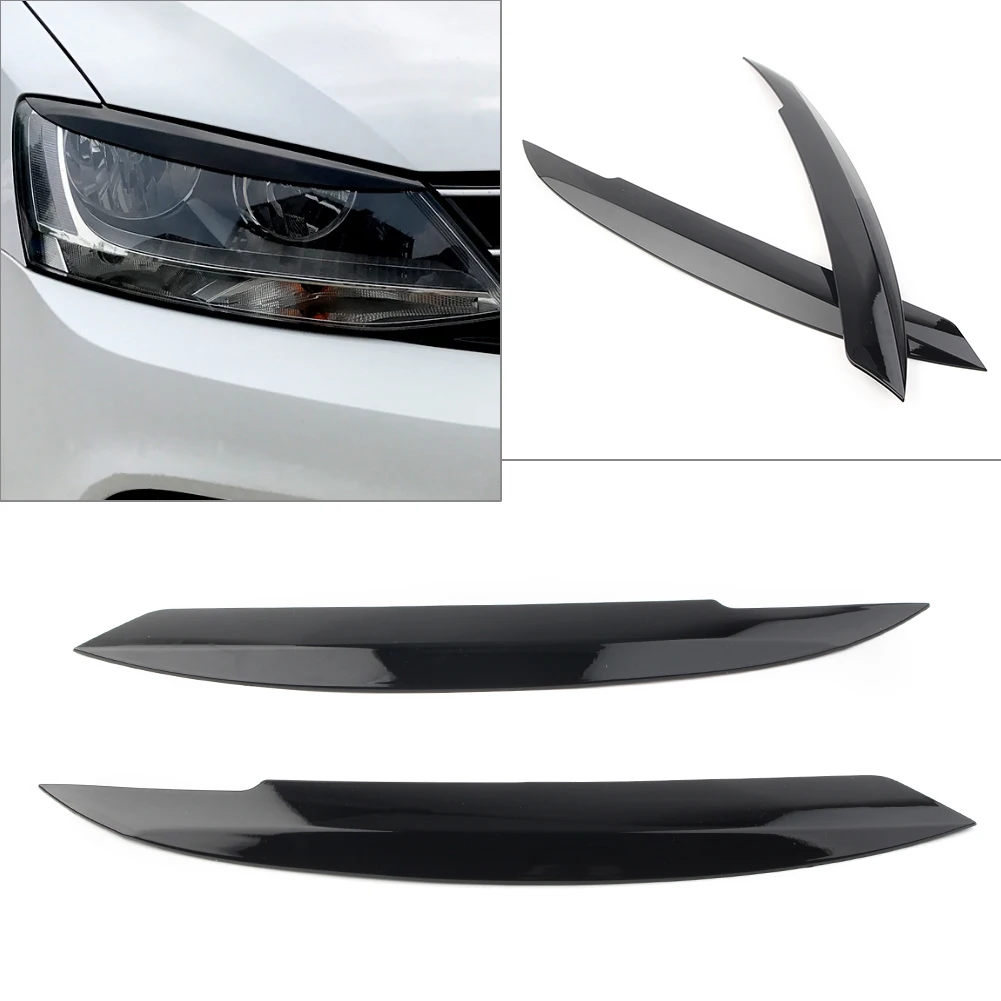 For VW Jetta MK6 Car Headlight Eyelid Eyebrow Trim Cover 2010 2011 2012 2013 2014 2015 2016 2017 2018 Black ABS Plastic