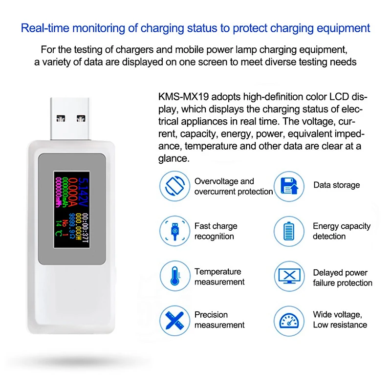 Tester USB 10 In 1 DC Type-C 4-30V voltmetro Timing amperometro Monitor digitale rilevamento banca di alimentazione indicatore di energia Tester di