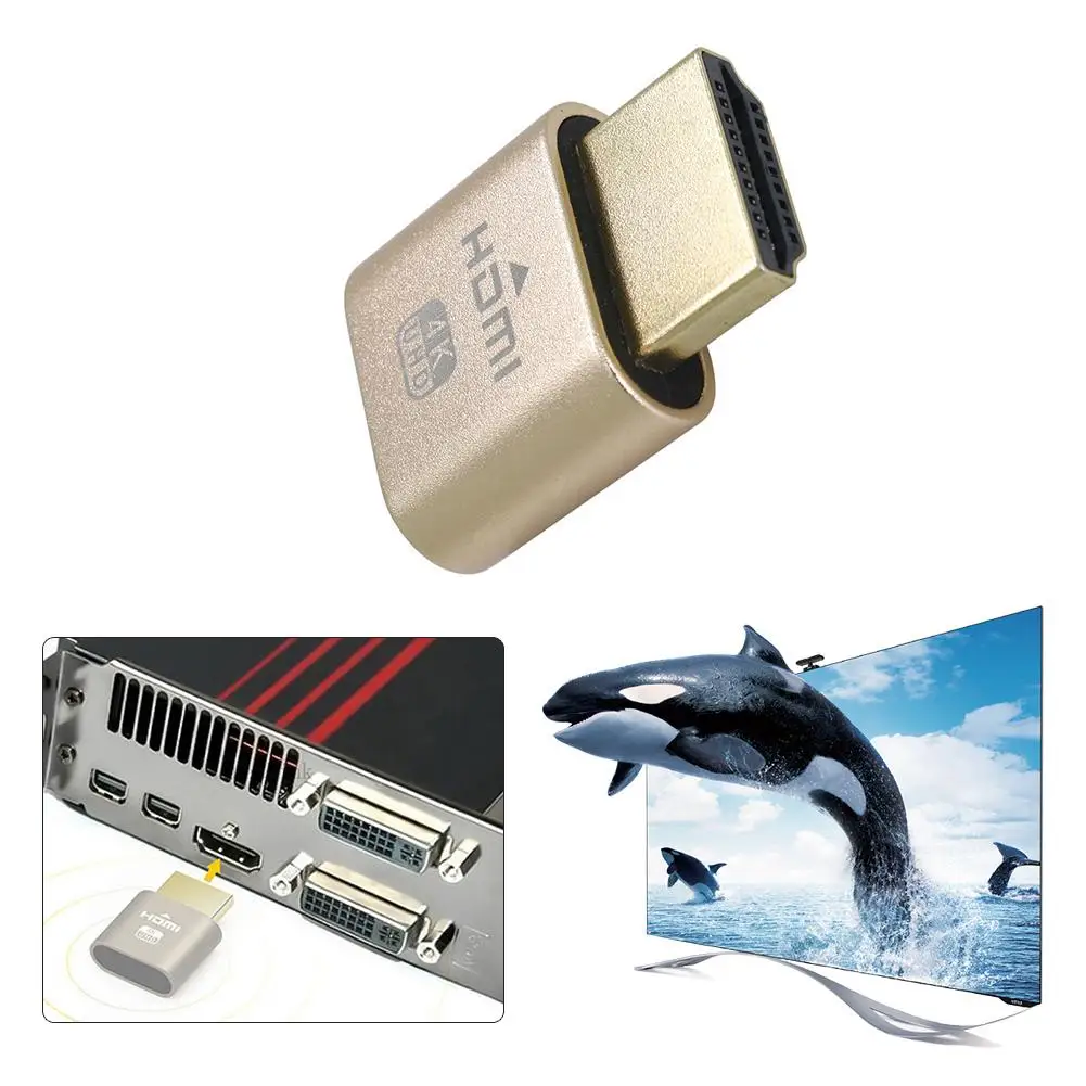 Mini Portable HDMI-compatible 4K Virtual Mannequin Plug EDID Dummy Plug Headless Ghost Display Emulator for Video Card Lock