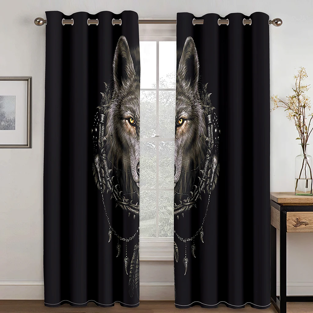 Ferocious Wolf Curtain Modern Living Room Decor Curtain Bedroom Home Decor Shade Windscreen Boy Gift Polyester Curtain