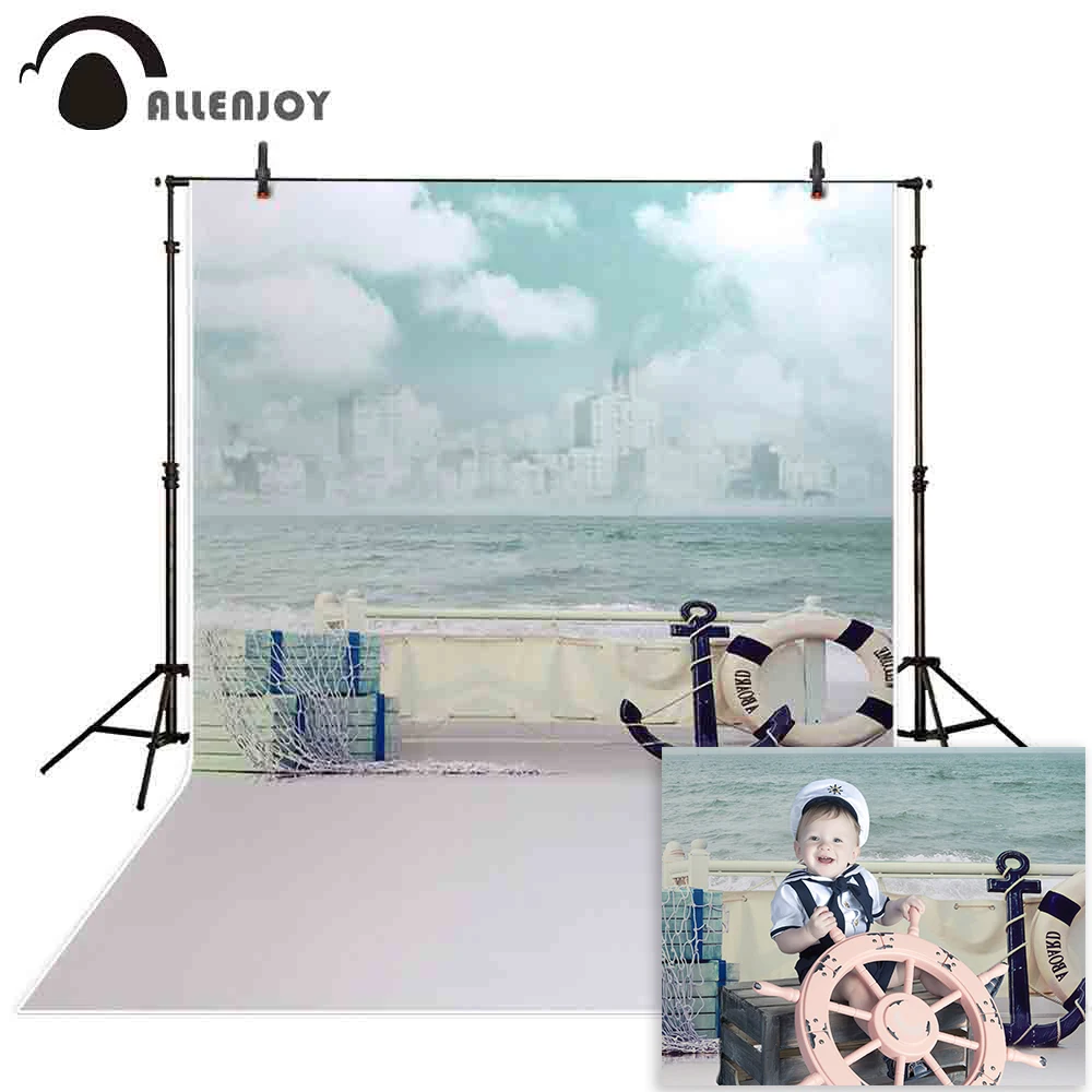 

Allenjoy photographic background Jinhae sea boat sky waves backdrops princess kids vinyl photocall 8x12ft