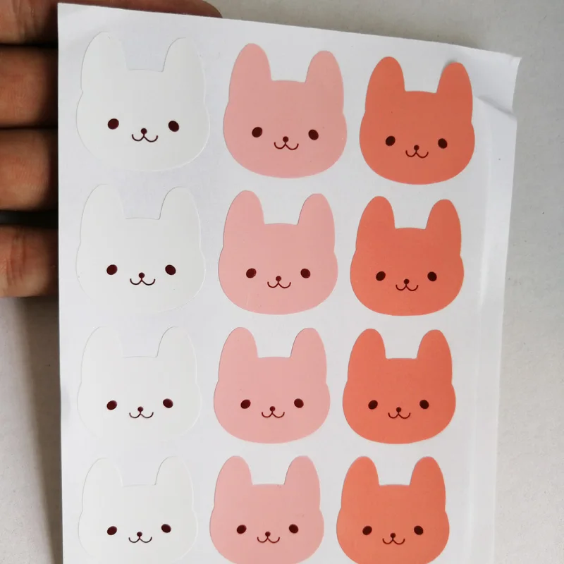 120pcs rabbit stickers 30mm  white pink spring Ester cake baker stickers children sticker