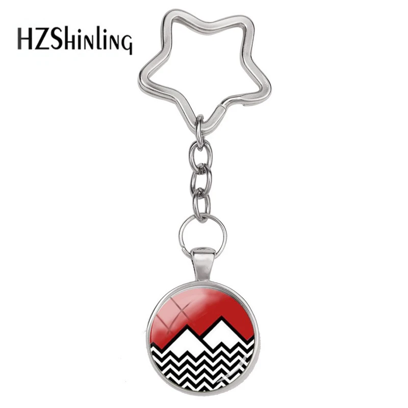 2020 New Fashion Twin peaks Star Keychain David Lynch movie Jewelry Glass Cabochon Key Chain Hot Jewelry