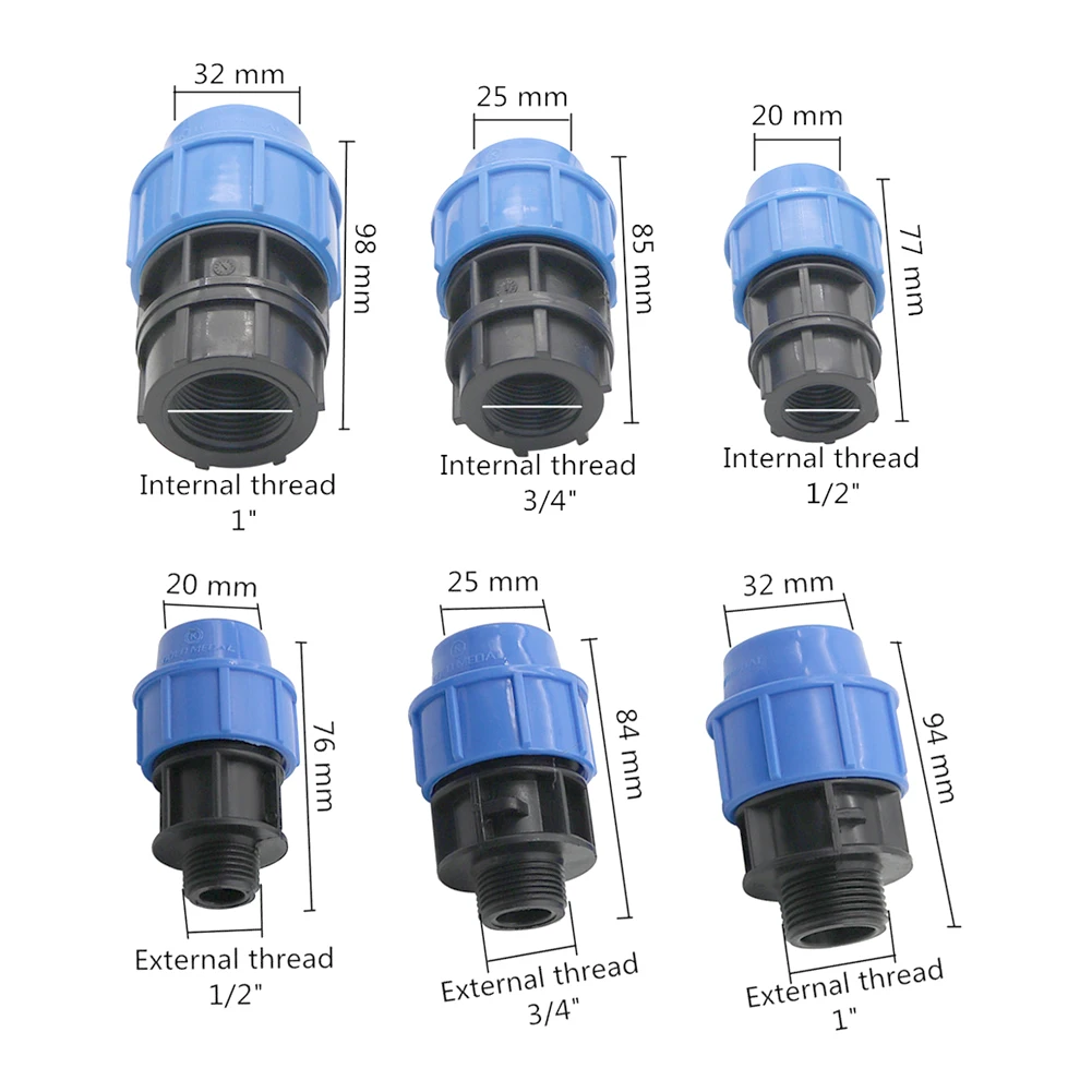 5 Pcs Out Diameter 20/25/32mm Pipe Interface to 1/2\