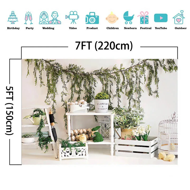 MOCSIKA 봄 정원 부활절 배경 사진 어린이 1 생일 케이크 스매쉬 Photocall 배경 사진 스튜디오