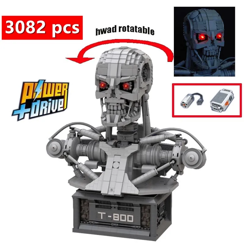 

Buildmoc PF Terminator T-800 Bust MOC-20570 Fit Robot Power Function Building Blocks Bricks DIY Children Kids for Toys Gifts BOY