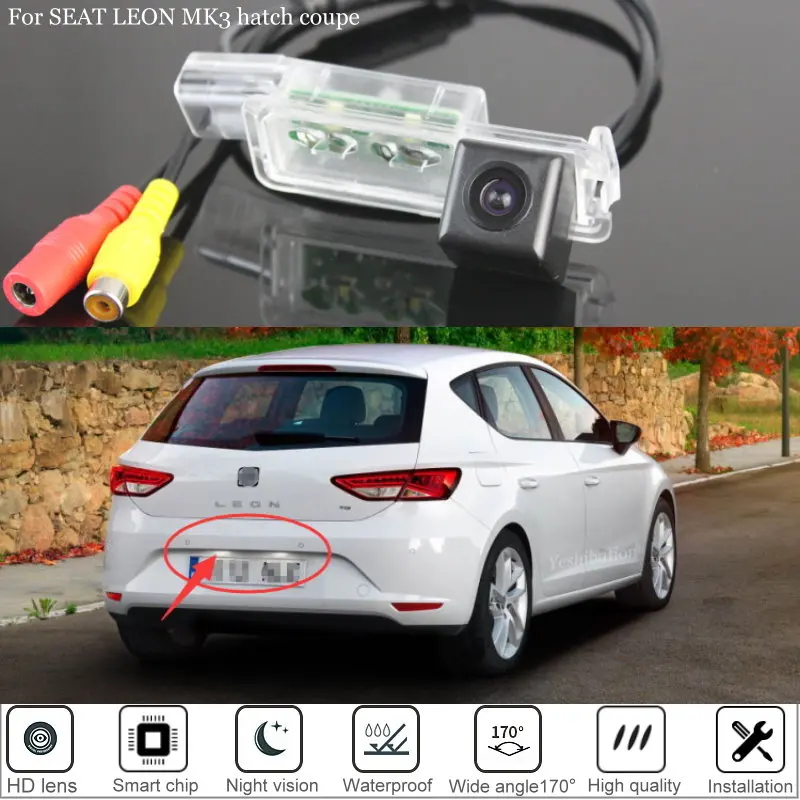 Yeshibation RearView Camera For SEAT LEON MK3 hatch coupe 2012~2017 2013 2015 Night Vision Back up camera license plate camera