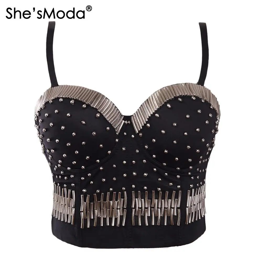 She'sModa New Tubbe Beads Women's Bustier Bra Night Club Party Cropped Top Vest Plus Size