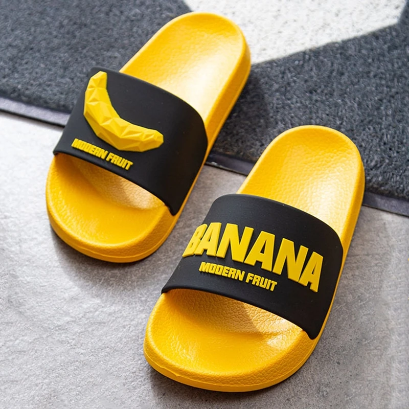 3D Fruit Pattern Household Cartoon Women\'s Banana Slippers Summer Indoor Orange Bathroom Slippers Antiskid Men\'s Couple Shoes