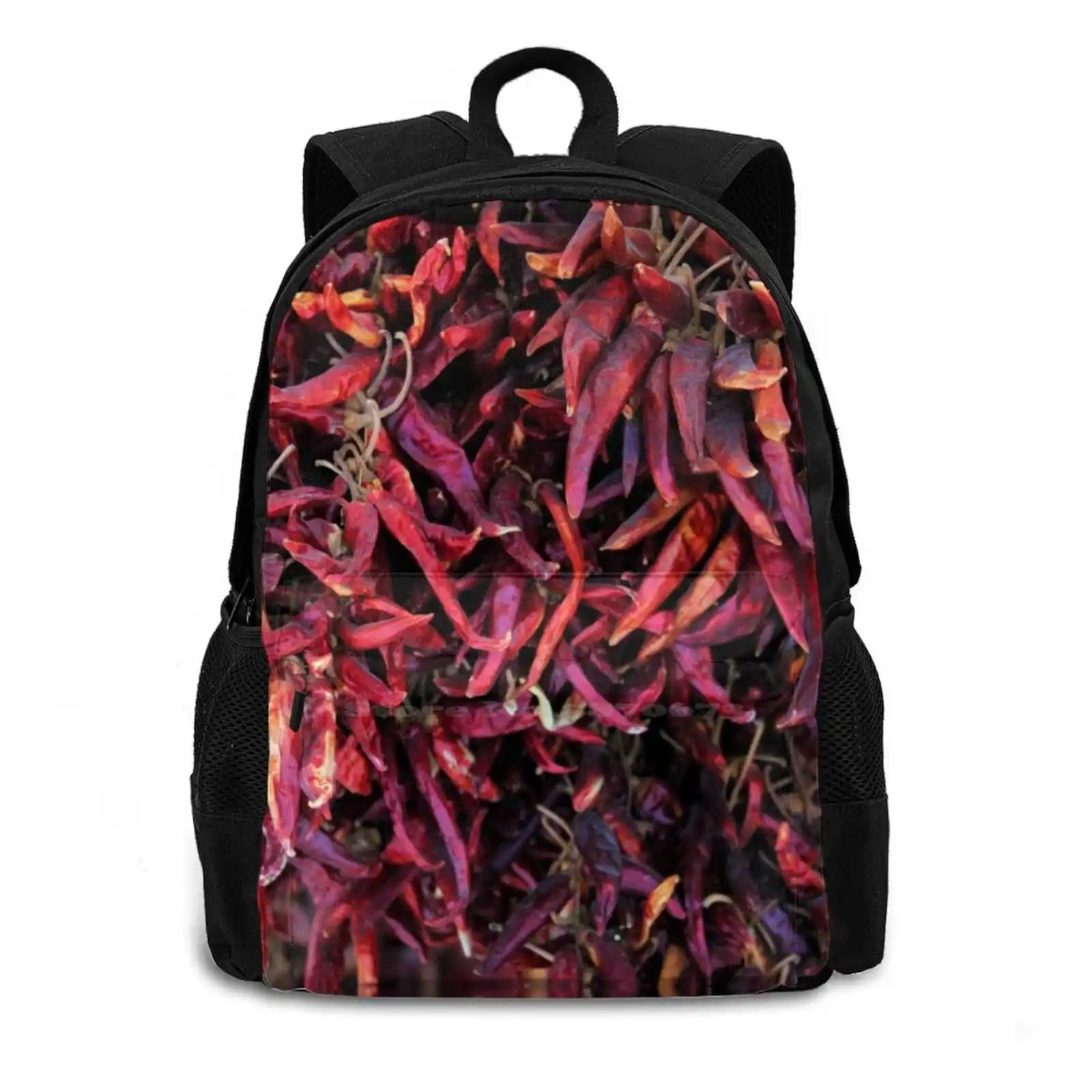 Peppers Teen College Student Backpack Pattern Design Bags Paprika Spicy Red Orange Yellow Dried Dry Seasonings Munich Germany