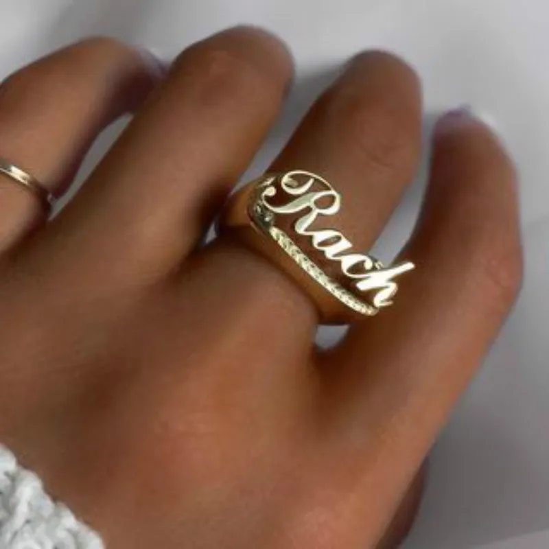 Custom New Personality Hip Hop Women Ring   Personalized Men Punk Letter Name Ring Stainless Steel Jewelry Gift For Men Women