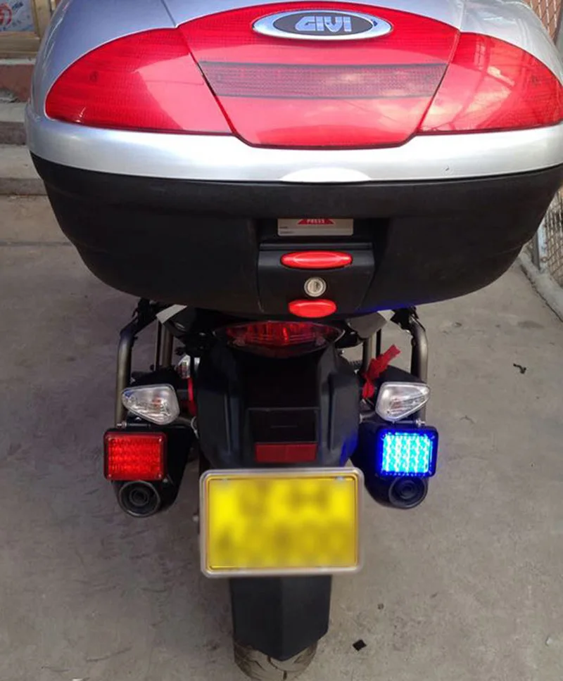 1Set Red POLICE Motorcycle Led driving flash light Fog light Moto Emergency warning Strobe flasher beacon signal Caution lamp12V