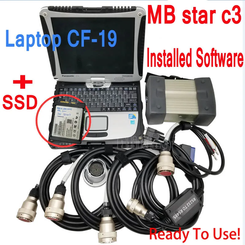 

MB STAR C3 multiplexer Car Diagnostic Tool pro SD connect scanner for Panasonic CF-19 Laptop with HDD Software for car trucks