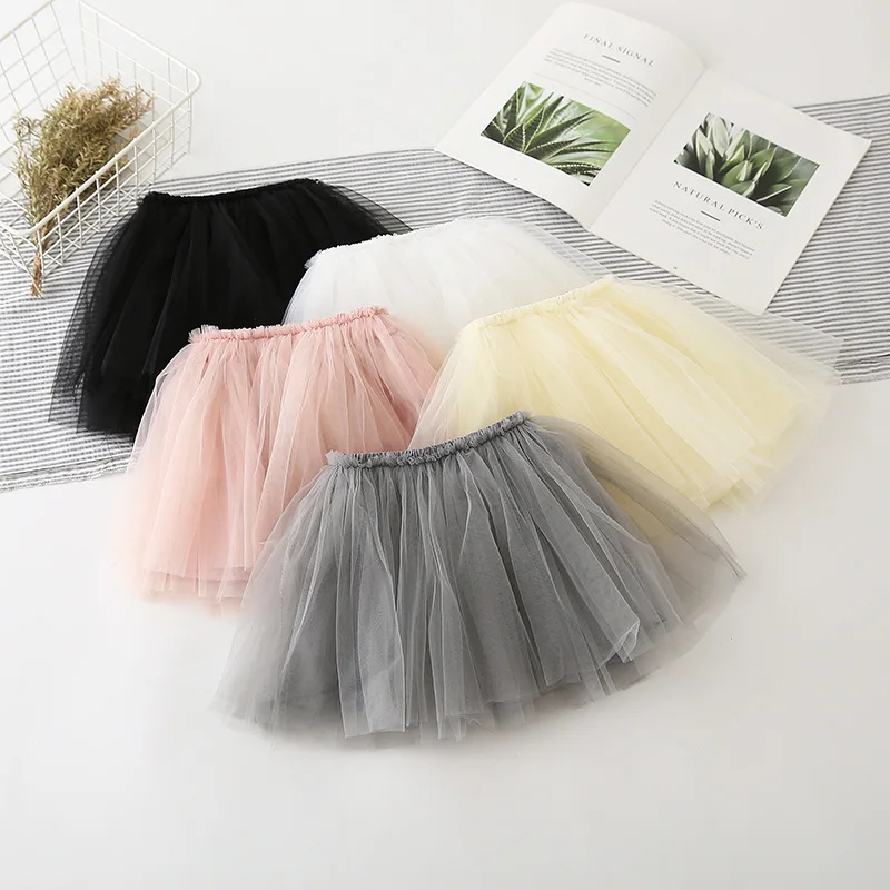 

Solid color Mesh Skirt Girls Multilayer Kids tutu skirt infant faldas Children Princes skirt 5 color High Quality jupe New