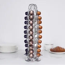 360° Rotating Dispenser Coffee Capsules Tower Stand Coffee Pod Holder For 40pcs Nespresso Coffee Capsules