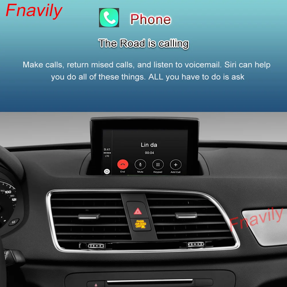 Fnavily OEM Retrofit Wireless CarPlay Box Waze Google Map For Audi Q3 Apple CarPlay and Android Auto Retrofit Kit 2013-