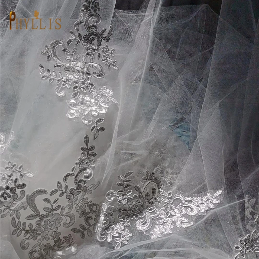 B54วิหาร Wedding Veil กับหวียาว3เมตรผ้าคลุมหน้าเจ้าสาว1ชั้นผ้าคลุมหน้าเจ้าสาวสีขาวเย็บปักถักร้อยดอกไม้งานแต่งงานอุปกรณ์เสริม