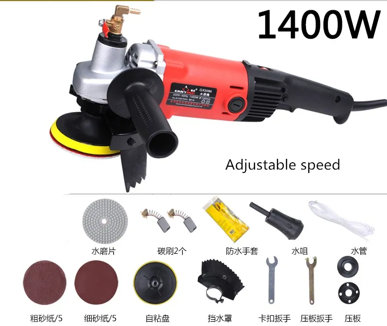 

1400w electric marble granite wet stone polishing machine grinder sander sander hand grinder water mill adjustable speed