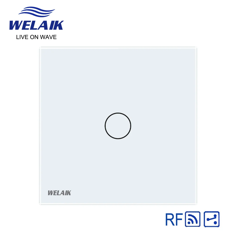 WELAIK EU 1gang2way RF 433MHZ Remote-Control-Stairs Touch-Switch Crystal-Glass Panel Wall-Switch Light-Switch  AC250V A1914CW