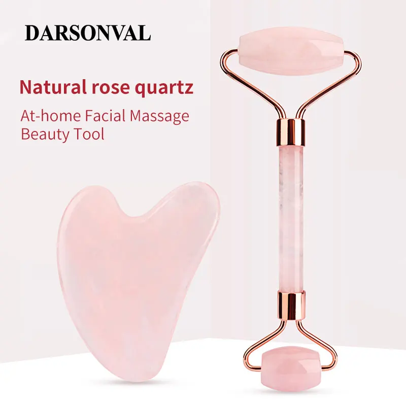 Natural Rose Quartz Jade Roller Slimming Facial Massager Roller Skin Massage Beauty Care Anti-aging Double-end Skin Lift Tools