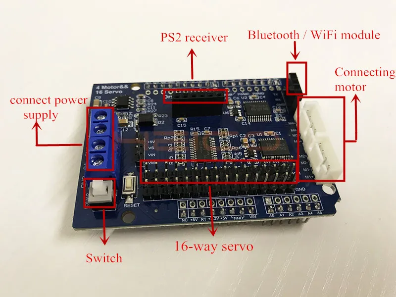 PS2 Wireless Remote Control Handle Bluetooth Controller Kit Motor Drive Board  Development Board For Arduino RC Car Robot Arm