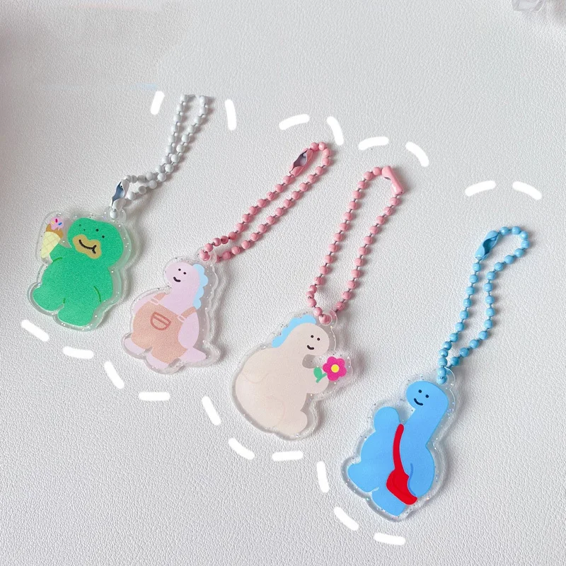 Cartoon Cute Dinosaur Blingbling Key Chain Ins Acrylic Student Schoolbag Pendant Key Holder Decorative Pendant Kawaii Ornament