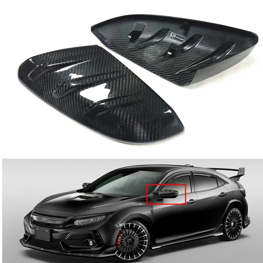 

Dry Carbon Fiber Mirror Cover For Honda Civic 10th Type-R FK8 2016-2021 Mugen Replacement Car Exterior Rearview Cap Reverse Case