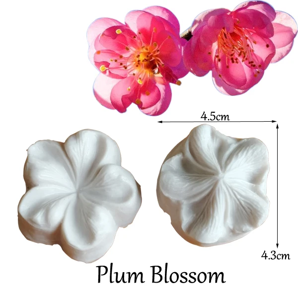 Plum Blossom Petal Veiner Silicone Mold Water Paper Fondant Gumpaste Sugar Clay Flower Mould Cake Decorating Tools  M2084