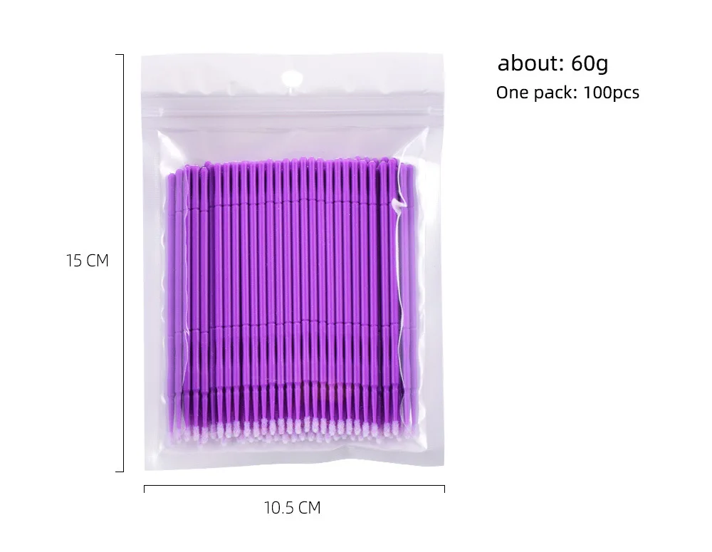 Mais suave sentir 100 pces descartáveis ferramentas de extensão de cílios individuais aplicadores rímel escova chicote extensões cotonete
