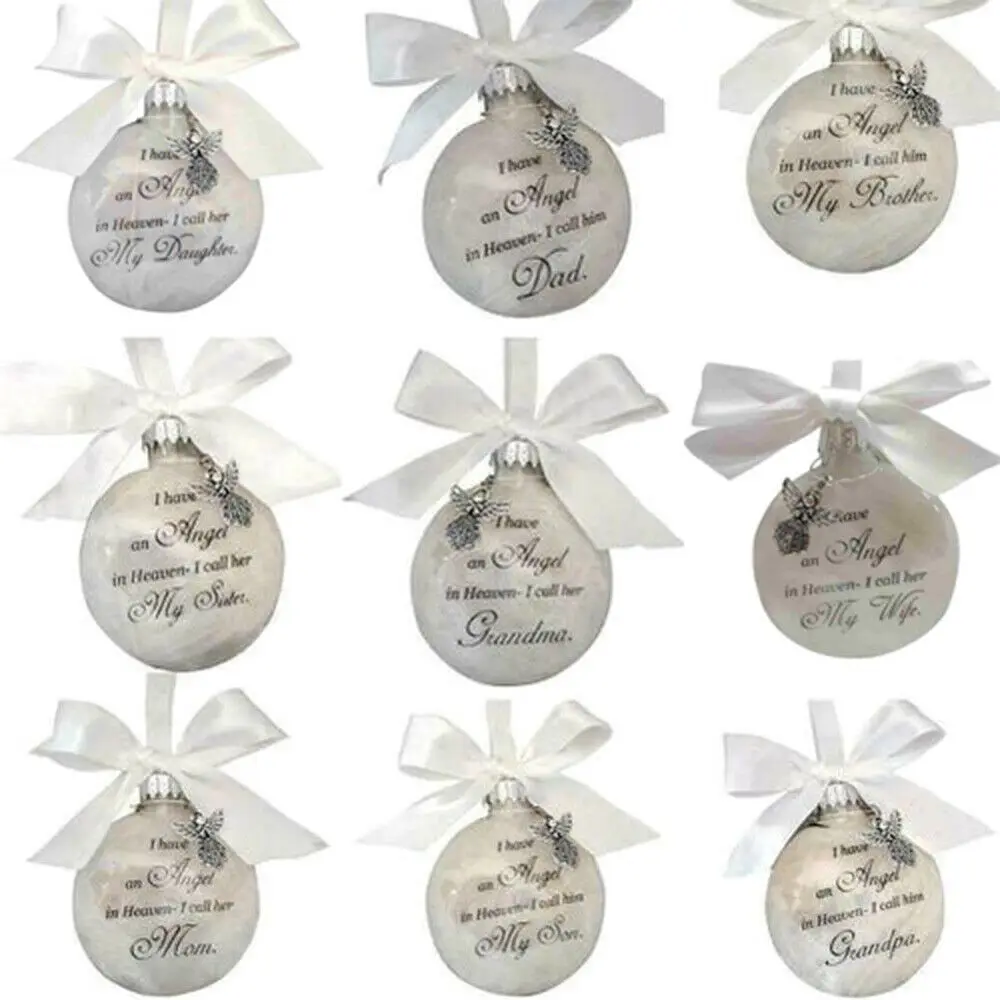 Christmas Memory Ball Name Ornament Souvenir Feather Bauble Christmas Gifts Balls Pendant Commemorate Ornament Decoration