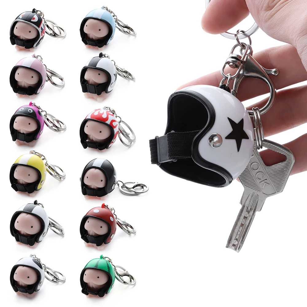 Creative Motorcycle Safety Helmets Key Ring Car Auto Five-star Keychain Pendant Classic Keyfob Casque Holder Car Accessories