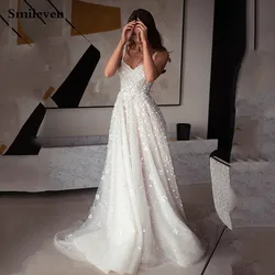 Smileven Sexy Boho Wedding Dress 2022 A LineV Neck Bridal Gowns 3D Flowers Vestido De Noiva Lorie Wedding Party Gowns