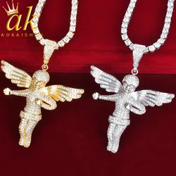 Angel Pendant NecklaceGold Color Hip Hop Rock Street Jewelry Bling