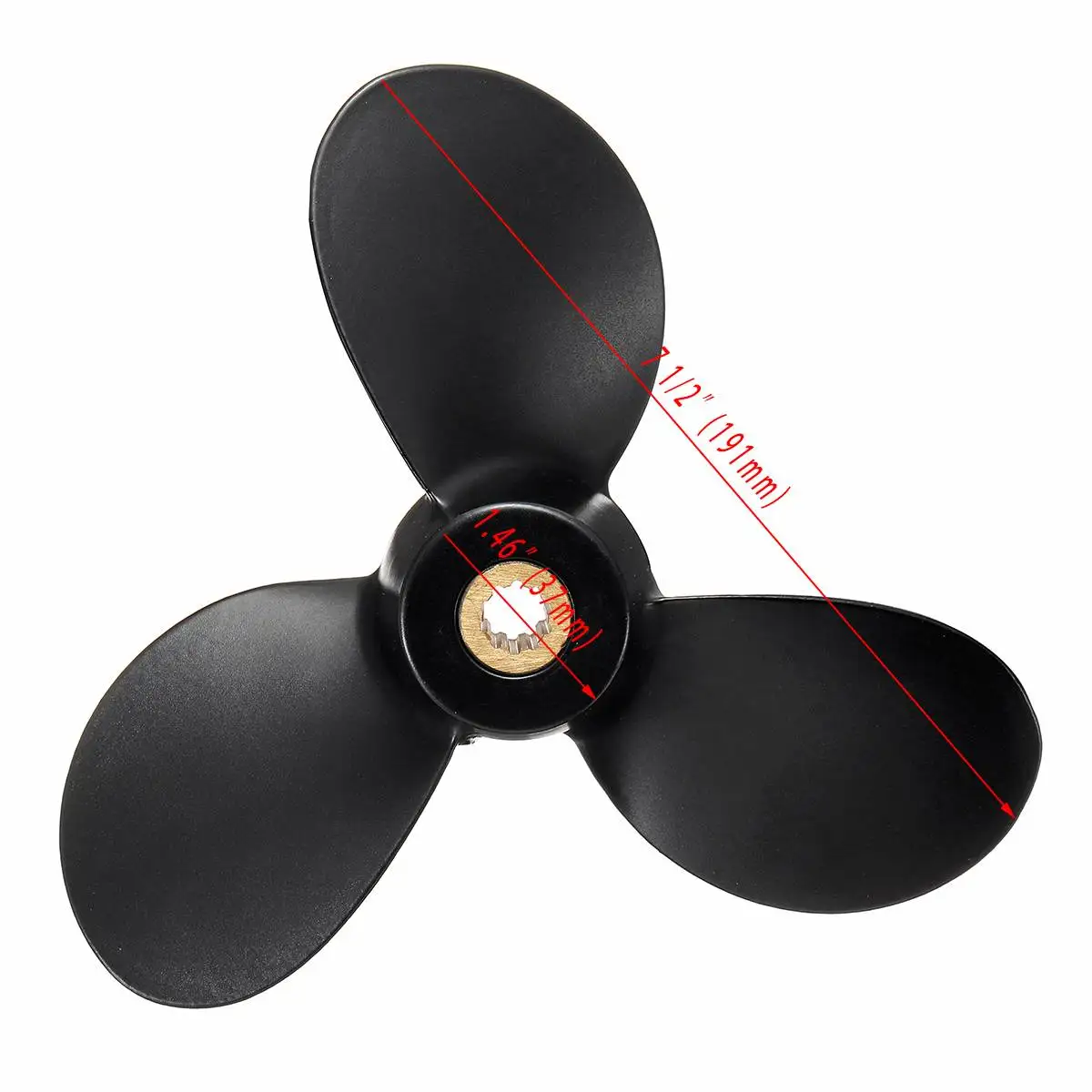 Black For Suzuki Outboard Engine 4-6HP 58110-91JM0-019 7 1/2 x 6 1/2 Boat Propeller Marine Propeller 3 Blade Aluminum Alloy