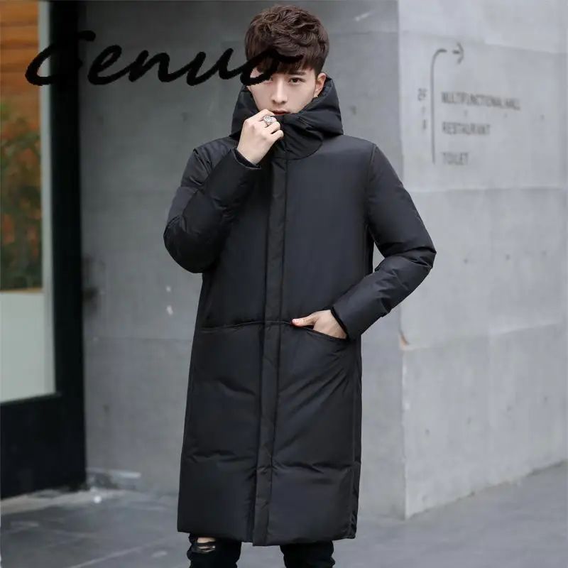 

Genuo 2020 New Thick Winter Men's White Jacket Brand Clothing Hooded Black Gary Long Warm White Duck Coat Male Coats